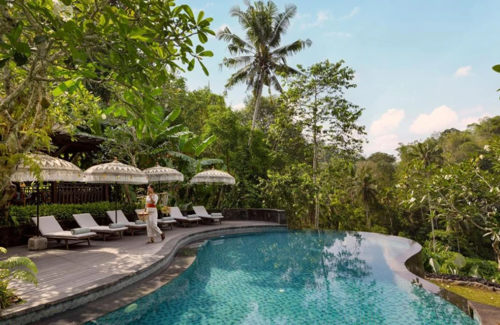 Traditional Balinese villa with private pool at Mandapa in Ubud